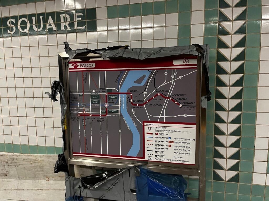 System map signage has been installed throughout the station.