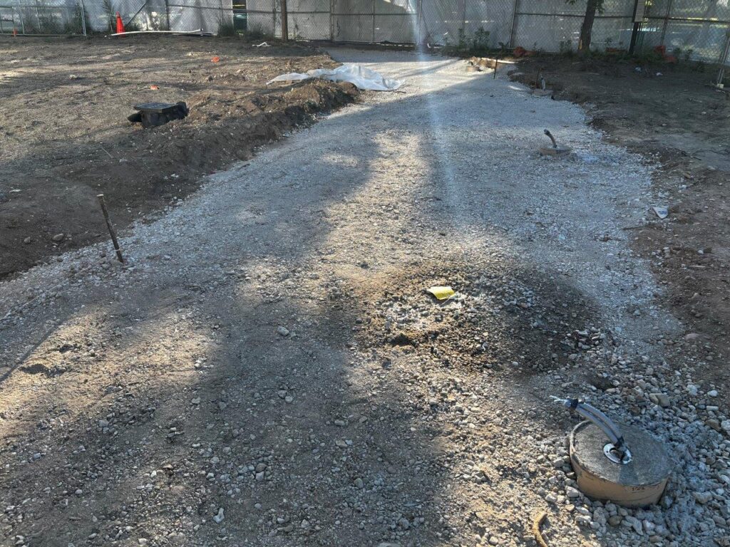 Foundations have been installed for light bollards.